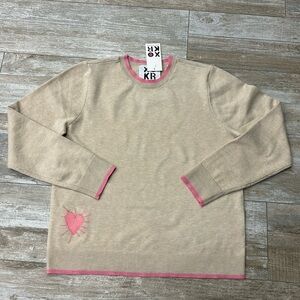 Tan with pink embroidery XOKR Kerri rosenthal sweater